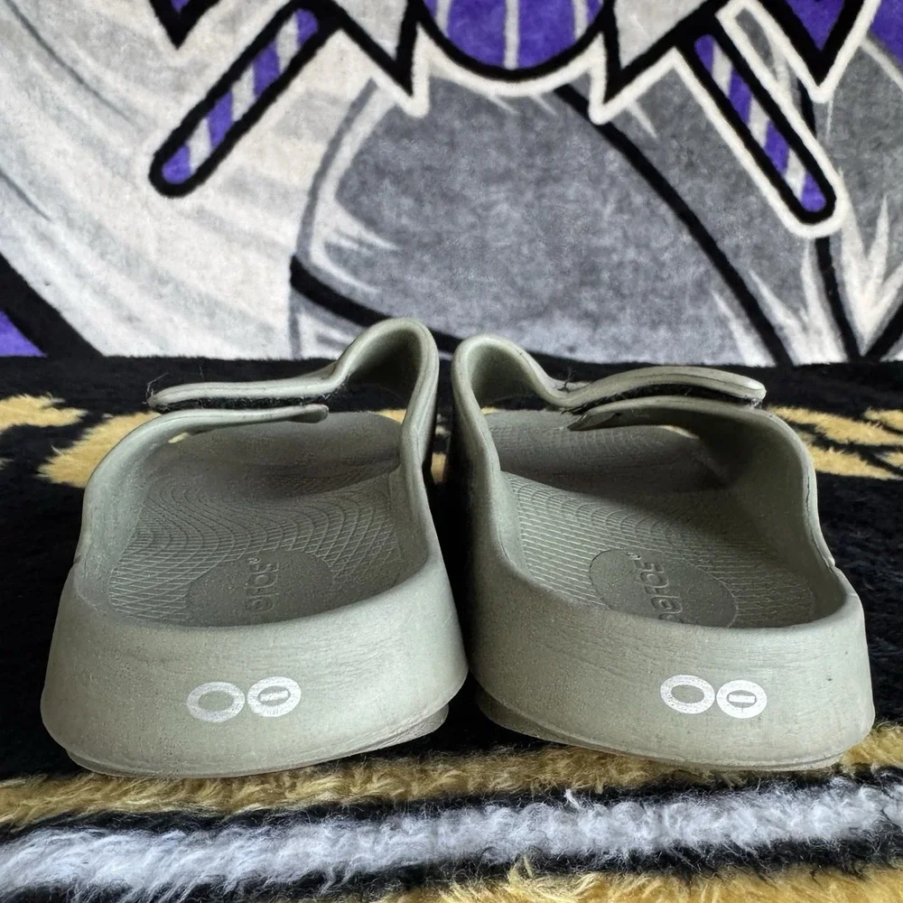 Size M6/W8 - Oofos Ooahh Sport Flex Slide Sandals Sage Green Comfort